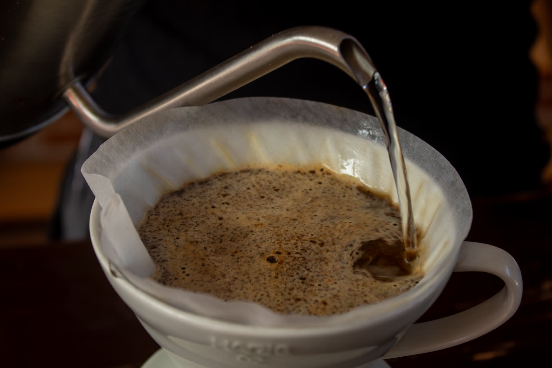 Pour over coffee brewing